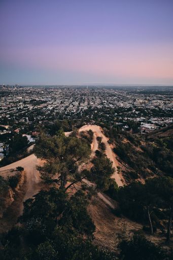 A vertical shot of the beautiful Los Angeles city, California from the Griffith Observatory