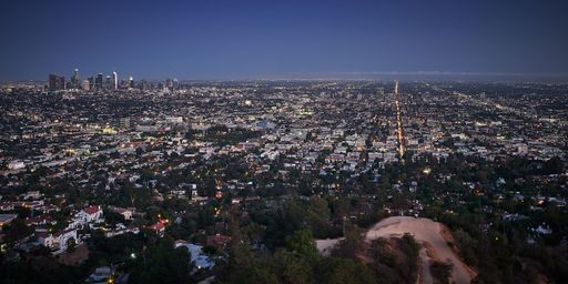A panoramic shot of the Los Angeles city, California from the Griffith Observatory