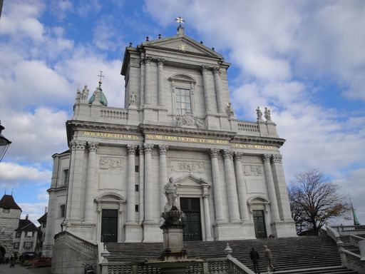 Portal of St. Ursus Cathedral (Cathedral of St. Ursus) or Solothurn Cathedral in Solothurn in the same named Canton of Switzerland.