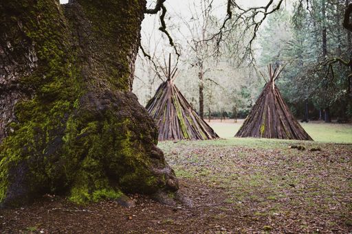 California Native American traditional Me-Wuk ceremony lodging during daytime