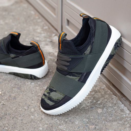 A closeup shot of men's sneakers