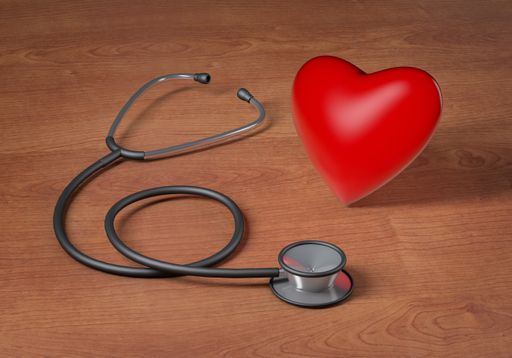 A closeup shot of a heart shape and a stethoscope