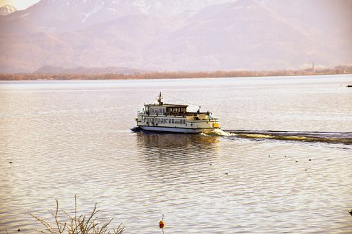 A closeup shot of a steamboat in the water