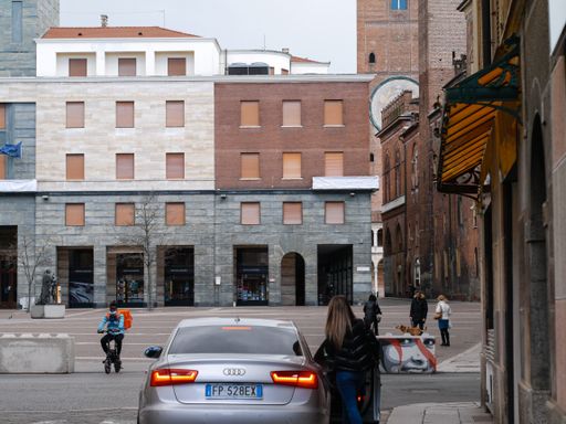 Lombardy, Italy March 2021 few people , around closed shops because of covid19 lockdown as Lombardy entered red zone again