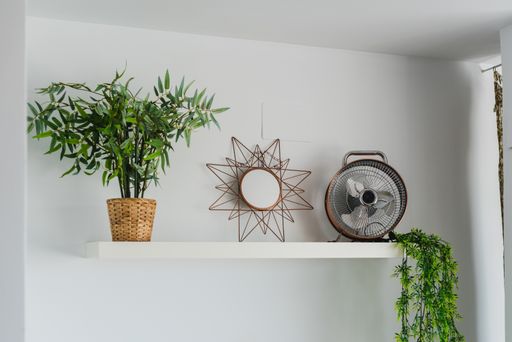 A closeup shot of a modern interior design on the wall shelf