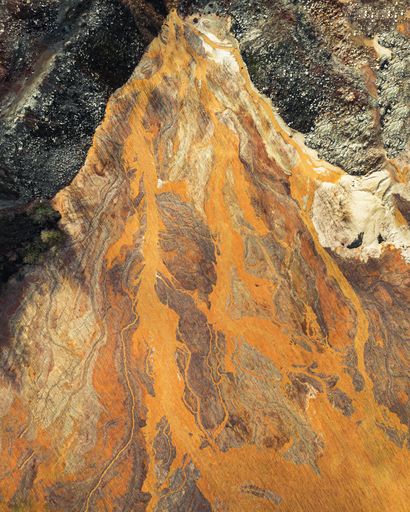An aerial shot of a sand quarry site