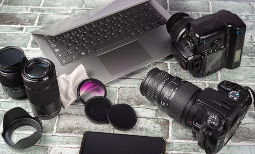 photo camera computer and accessories