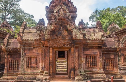 A beautiful view of Banteay Srei Temple in Siem Reap, Cambodia