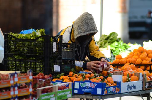 Cremona, Lombardy, Italy - 17th march 2021 flower market allowed in new red zone lockdown as third wave becomes a new problem for Italy