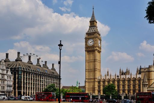 A landscape of Westminster Palace and Big Ben in London, UK