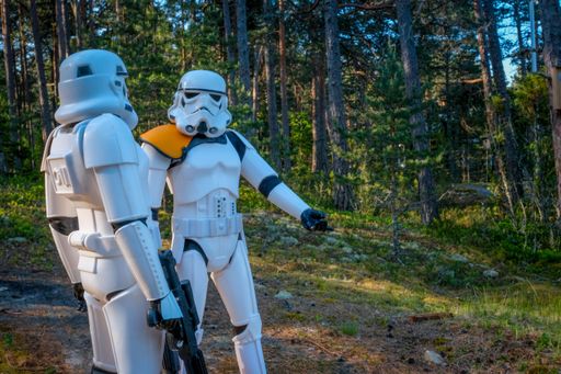 A Star Wars stormtrooper snow trooper action figure, depicting an Imperial officer from the original trilogy