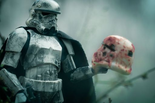 A Star Wars stormtrooper snow trooper action figure, depicting an Imperial officer from the original trilogy