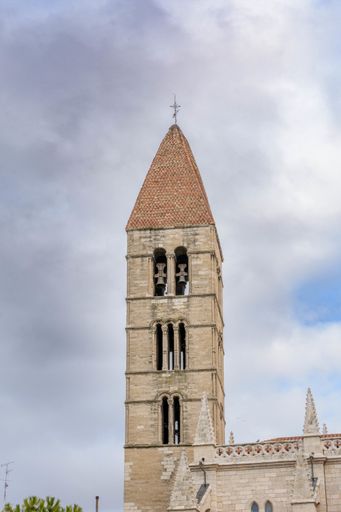 The Romanesque tower of Santa Maria de la Antigua in Valladolid. Castile and Leon, Spain
