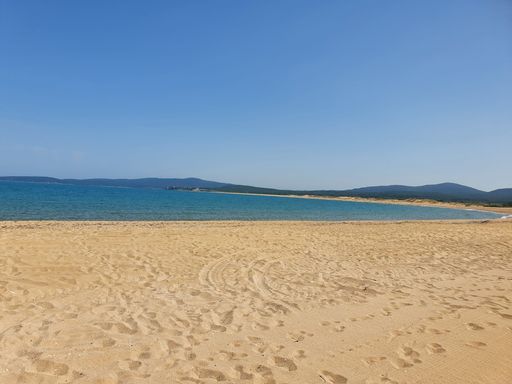 Scenic View Of Calm Sea Against Clear Sky. Beach and sea. Waves on the beach