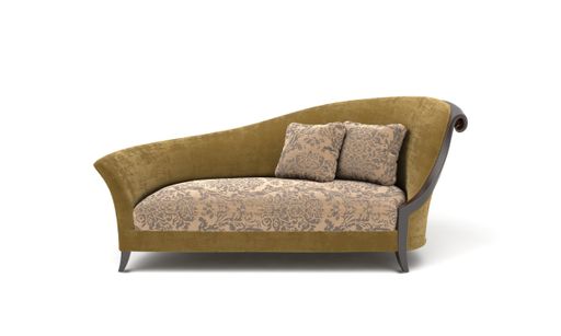 A 3D rendered modern brown two-seater corner sofa on a white background