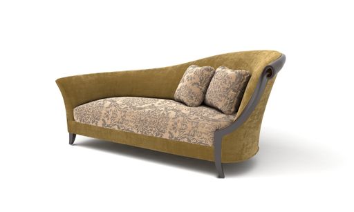 A 3D rendered modern brown two-seater corner sofa on a white background