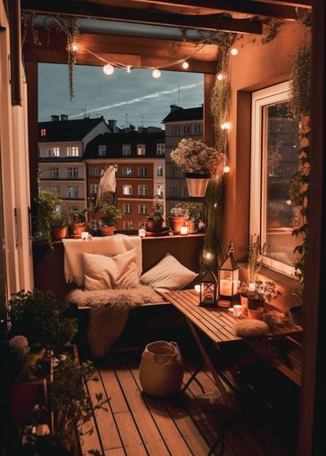 A vertical shot of a homely living room with a wooden table surrounded by a warm and inviting atmosphere
