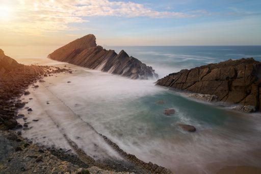 A mesmerizing scenery of Costa Quebrada in Liencres, Spain during sunset