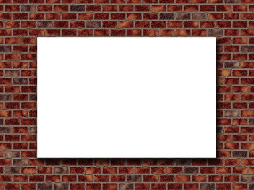 A white blank billboard with copy space on a brick wall background