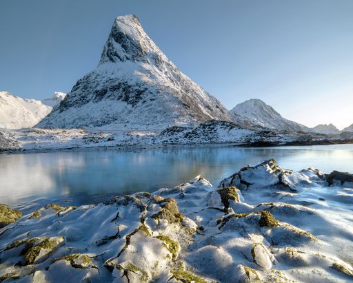 A beautiful scenic view of Lofoten islands in winter, Norway
