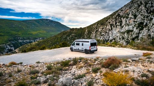 Traveling with a Camping car in the Verdon canyon in the South of France