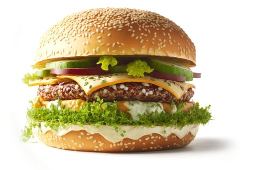 A delicious and juicy cheeseburger, topped with a variety of condiments and fresh lettuce, prepared and ready to be served