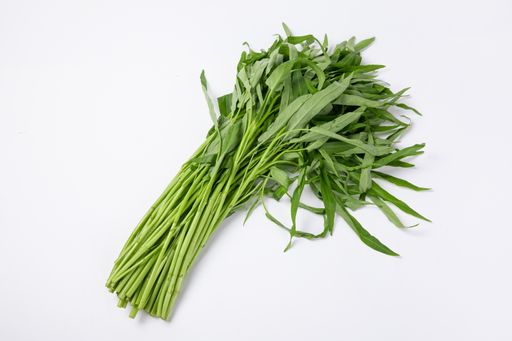 A closeup shot of water spinach isolated on white background