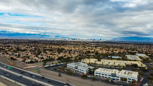 The Las Vegas skyline above the city of Henderson, Nevada during daylight