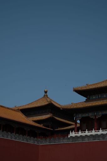 A majestic view of a temple roof in the Forbidden City in Beijing, China