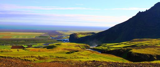 waterfalls and rapids adorning the Skoga River near Skogafoss waterfall