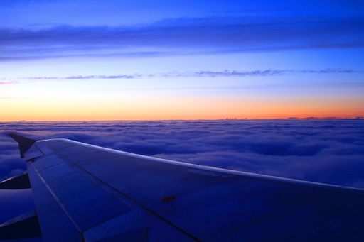 Airscape view of sunrise from airplane