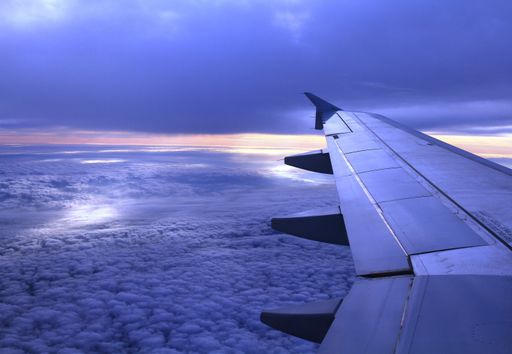 Airscape view of sunrise from airplane