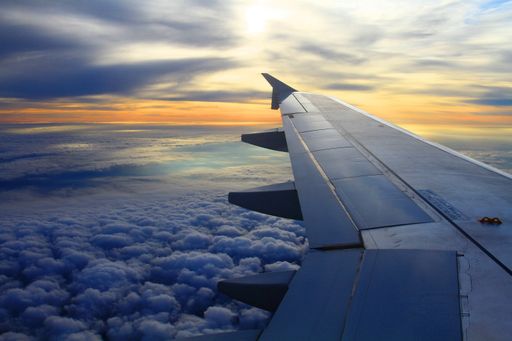 Airscape view of sunrise from airplane