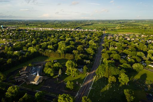 An aerial shot of Mankato city , Minnesota