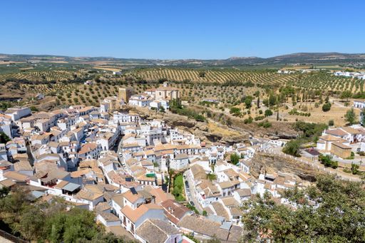 A typical white village of Spain in the province of Cadiz in Andalusia, Spain,  Grazalema