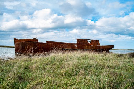Old shipwreck in New Zealand on y sunny day
