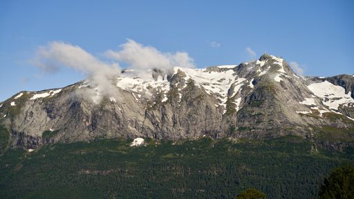 The Besseggen mountain range in Norway on a beautiful day