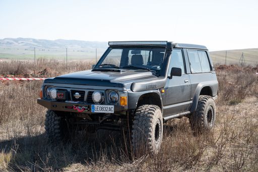 Detail of an old prepared Japanese SUV, it is a fourth generation Nissan Patrol GR Y60 series