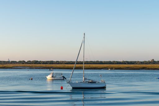 Small boats in the port of Punta Umbria, Huelva, Andalusia, Spain