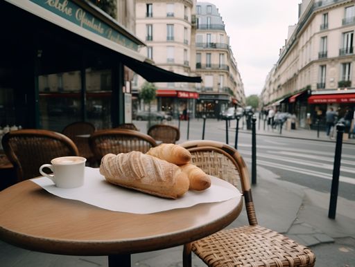 A cafe patio table adorned with various food items