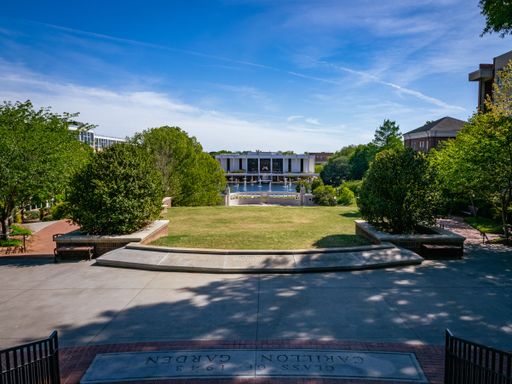 The beautiful garden with lush greenery. Clemson University, South Carolina, USA.