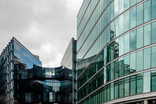 A contemporary office building located at the London Riverside