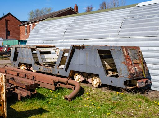 Old coal mining vehicle for transporting workers under ground to the coal face
