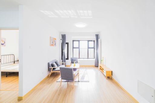 A new house with two bedrooms and one living room in Japanese modern pure white and minimalist decoration style
