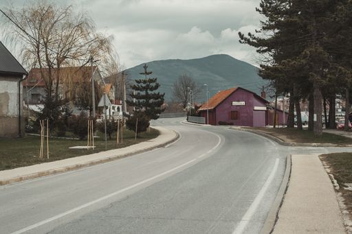 Empty streets in a small town in early spring, Gracac, Croatia