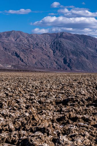 A vertical shot of the Devil's Golf Course in Death Valley National Park, California
