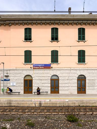 The Riomaggiore train station on the famous Cinque Terre coastline in Northern Italy