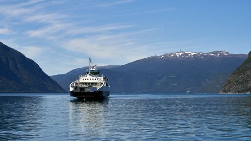 A Norwegian ferry in Sognefjord, near Besseggen Ridge