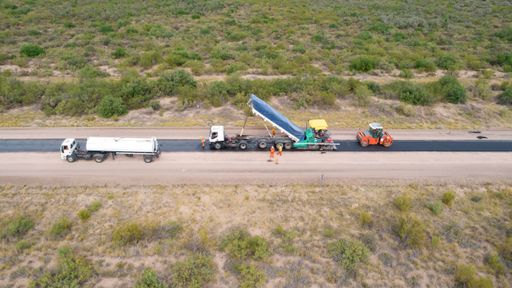 An areal view of Heavy Equipment Working In The Air on Road Reconstruction