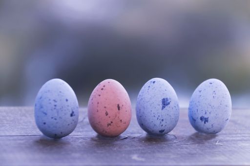 A closeup shot of easter eggs